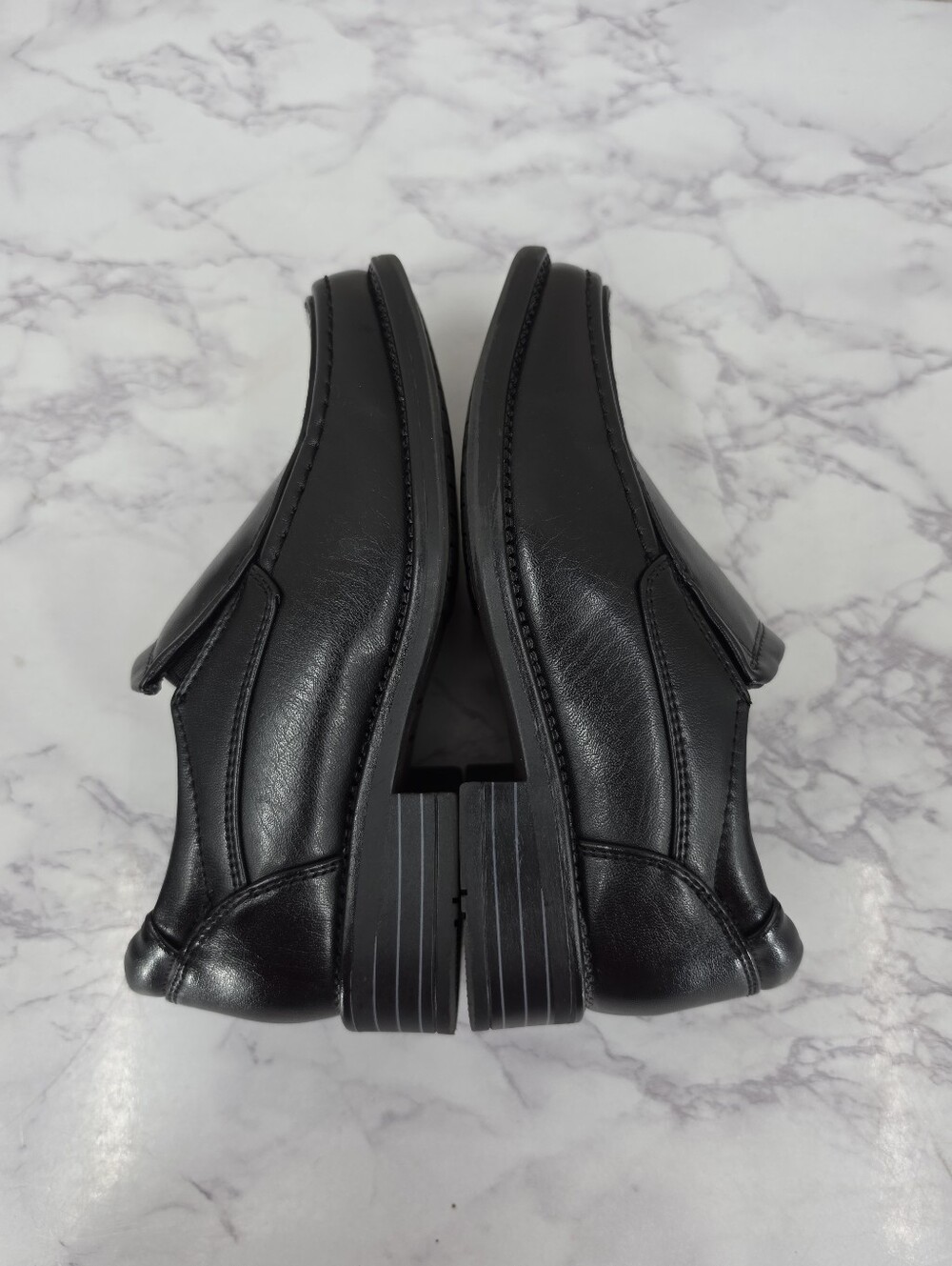 Robert David Black Faux Leather Slip-On Dress Shoes Boys Toddler Size 11 Wide - Picture 6 of 11